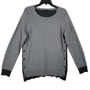 J.Crew Gray Colorblock Wool Blend Button Side Elbow Patch Sweater 08645 Large